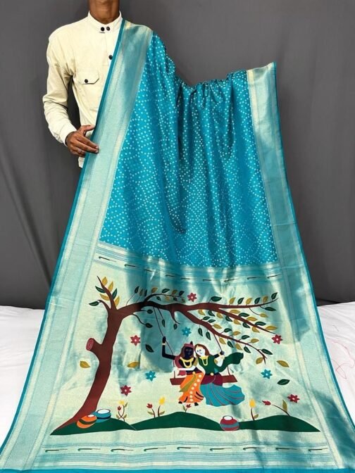 Bandhej Paithani Silk Fabric in pure heavy bandhani concept weaving   bandhej paithani silk fabric in pure heavy bandhani concept weaving 2 2025 05 20 23 48 34.jpeg