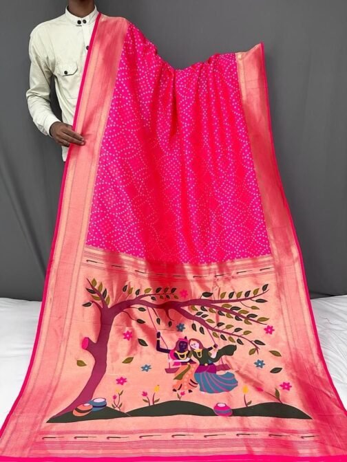 Bandhej Paithani Silk Fabric in pure heavy bandhani concept weaving   bandhej paithani silk fabric in pure heavy bandhani concept weaving 3 2025 05 20 23 48 34.jpeg