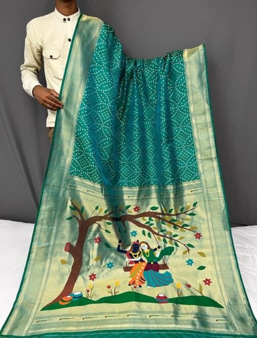 Bandhej Paithani Silk Fabric in pure heavy bandhani concept weaving   bandhej paithani silk fabric in pure heavy bandhani concept weaving 4 2025 05 20 23 48 34.jpeg
