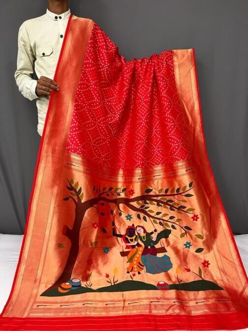 Bandhej Paithani Silk Fabric in pure heavy bandhani concept weaving   bandhej paithani silk fabric in pure heavy bandhani concept weaving 6 2025 05 20 23 48 34.jpeg