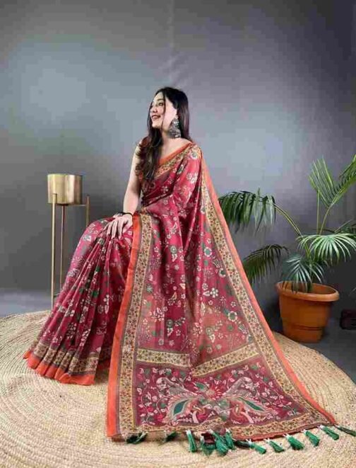 BT-56 Raksha Pure Malai Cotton Saree with Kalamkari Prints Wholesale Sarees in Surat   bt 56 raksha pure malai cotton saree with kalamkari prints wholesale sarees in surat 13 2025 01 09 14 57 08.jpeg
