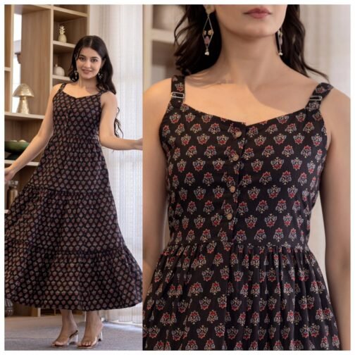 Coral Cotton print leeveless Ruffle Maxi Dress   coral cotton print leeveless ruffle maxi dress 2 2025 05 22 14 58 48.jpeg