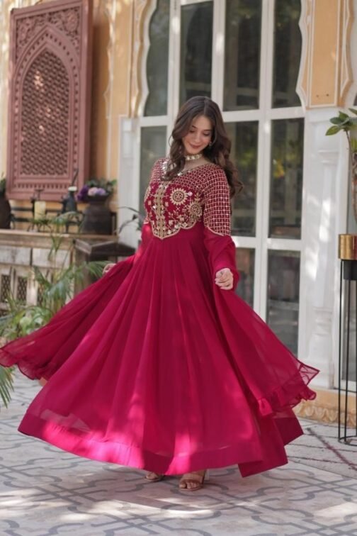 lw 9223 readymade faux blooming georgette stylish gown with dupatta supplier   lw 9223 readymade faux blooming georgette stylish gown with dupatta supplier 2 2025 05 17 17 33 03.jpeg