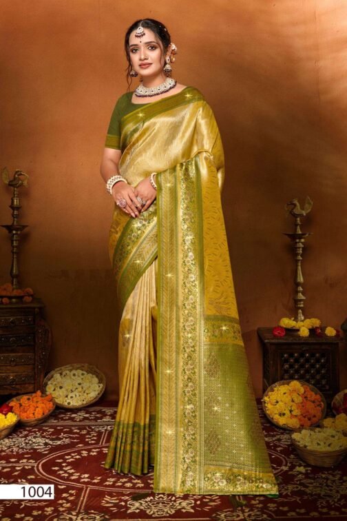 Saroj Mudra tissue sarovski vol.1 series 1001-1006 tissue silk wholesale saree   saroj mudra tissue sarovski vol 1 series 1001 1006 tissue silk wholesale saree 5 2025 05 18 14 37 09.jpg