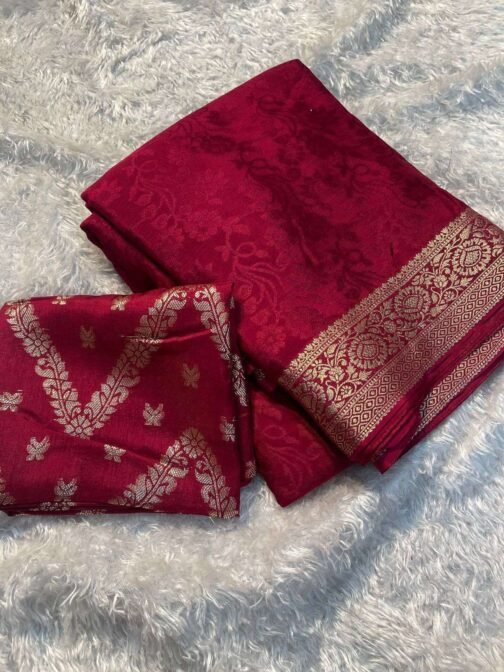 SHUBHLAXMI Viscose Chinon Weaving Pattern Saree   shubhlaxmi viscose chinon weaving pattern saree 1 2025 05 23 10 58 37.jpeg