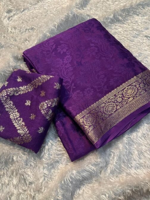 SHUBHLAXMI Viscose Chinon Weaving Pattern Saree   shubhlaxmi viscose chinon weaving pattern saree 2 2025 05 23 10 58 37.jpeg