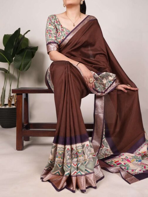 YNF7022CFE Tussar Silk With Viscose Border wholesale saree   ynf7022cfe tussar silk with viscose border wholesale saree 2 2025 05 30 18 50 28.jpeg