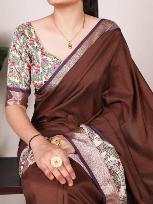 YNF7022CFE Tussar Silk With Viscose Border wholesale saree   ynf7022cfe tussar silk with viscose border wholesale saree 3 2025 05 30 18 50 28.jpeg