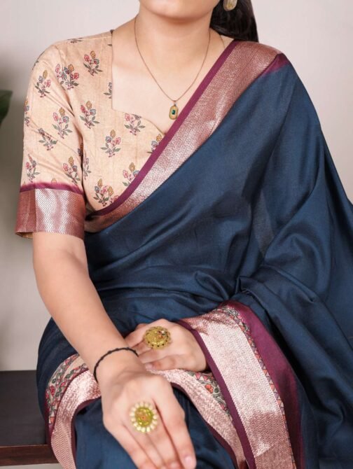 YNF7022CFE Tussar Silk With Viscose Border wholesale saree   ynf7022cfe tussar silk with viscose border wholesale saree 4 2025 05 30 18 50 28.jpeg